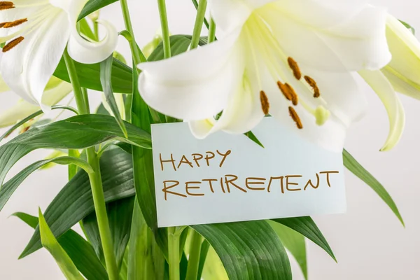 Happy Retirement gift of flowers — Stock Photo, Image