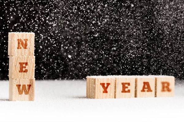 New Year winter background with falling snow — Stock Photo, Image