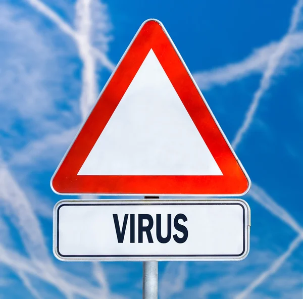 Traffic warning sign with the word - Virus — Stock Photo, Image