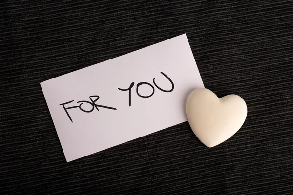 For You Written on White Card with White Heart — Stock Photo, Image