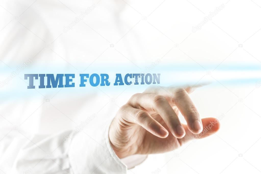 Glowing Time for Action Texts Above Human Hand