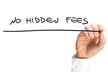 Hiçbir gizli ücretler kelimeleri yazarak işadamı