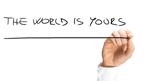 Handgeschreven van onderstreept The World is Yours teksten — Stockfoto