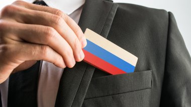 Wooden card painted as the Russian flag clipart