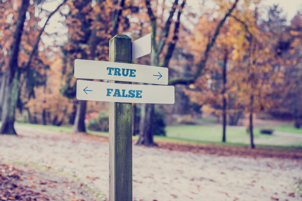 Opposite directions towards True and False