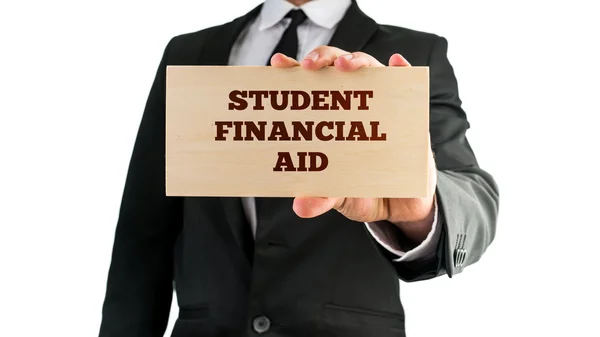 Wooden sign saying Student financial aid — Stock Photo, Image