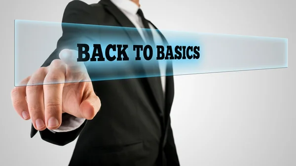 Vinger op transparant glas: Back to Basics — Stockfoto