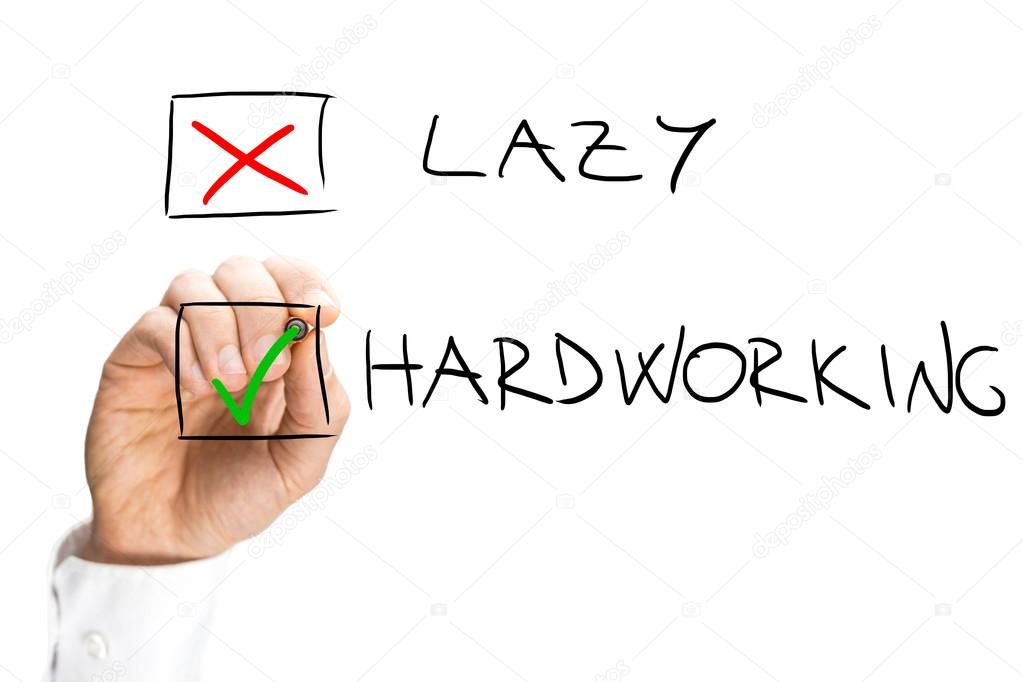 Marking X on Lazy and Check on Hardworking