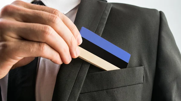 Karta drewniane malowane jako banderą Estońską — Zdjęcie stockowe