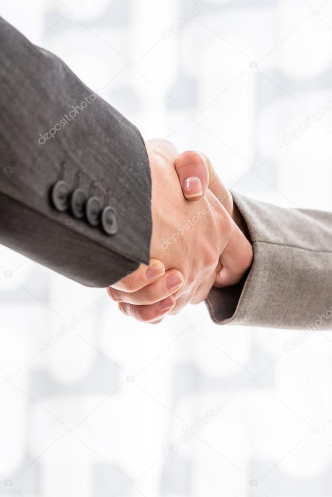 Two businesspeople shaking hands