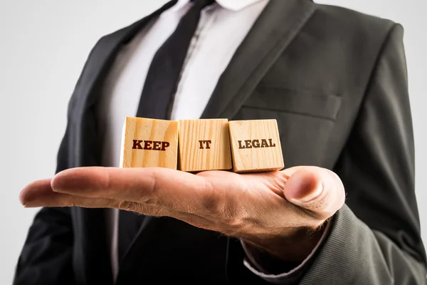 Keep it legal sing on three wooden cubes — Stock Photo, Image