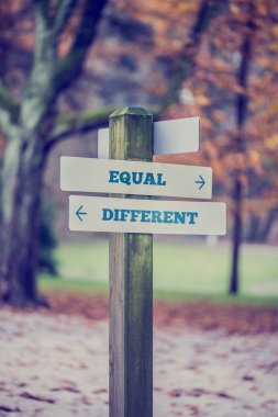 Bir sonbahar Park kelimelerle eşit - Diff rustik ahşap işareti