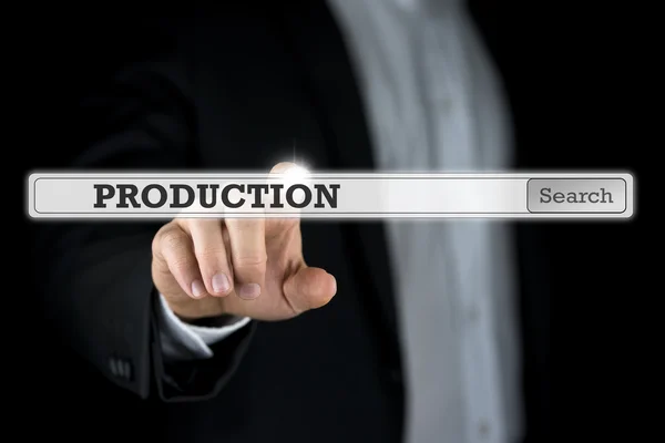 Activating a search bar with the word Production — Stok fotoğraf