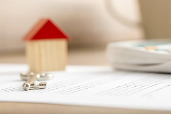 Closeup of contract of house sale ready to be signed — Stock Photo, Image