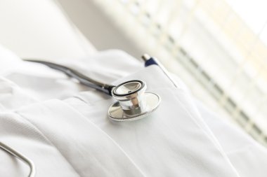 Stethoscope on a white lab coat