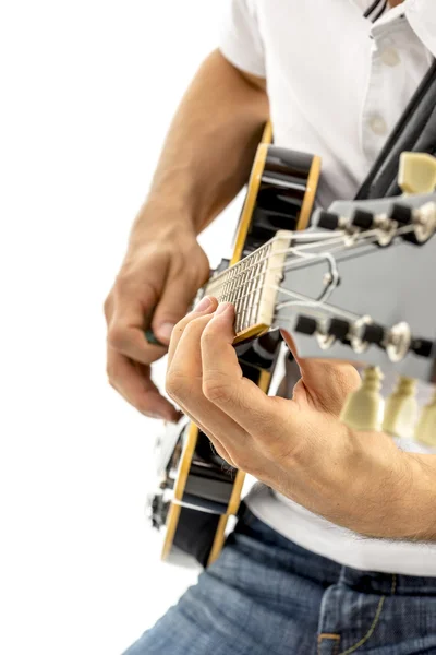 Крупним планом джазовий гітарист грає на гітарі — стокове фото
