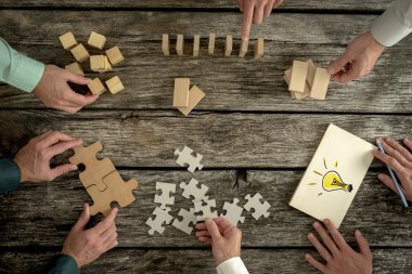 Ekip çalışması, strateji, görme veya eğitim kavramı