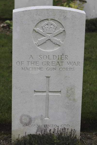 Unknown WW I Soldier's Grave, Machine Gun Corps — Stock Photo, Image