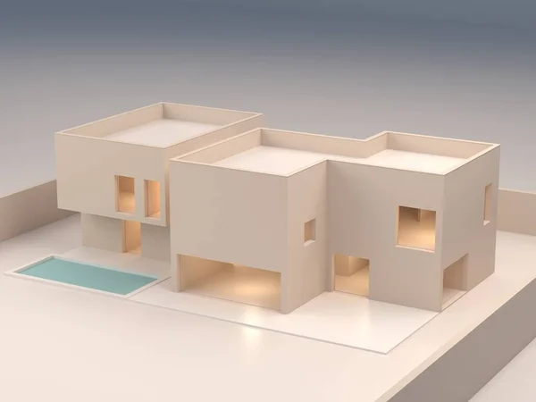 Model Architektury Odizolowany Model Domu Sprzedaży Nieruchomości Lub Wyrobów Budowlanych — Zdjęcie stockowe