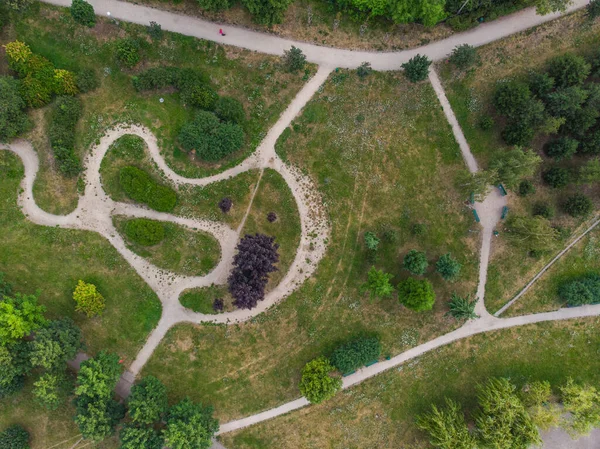 Vue Aérienne Haut Vers Bas Sur Les Chemins Développement Maison — Photo