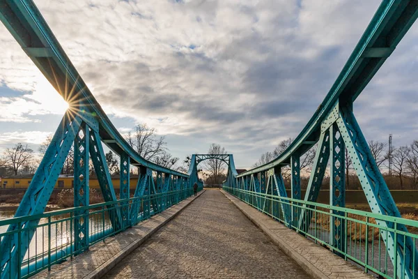 Wroclaw Janeiro 2020 Ponte Bartoszowicki Sobre Barragem Água Sobre Rio — Fotografia de Stock