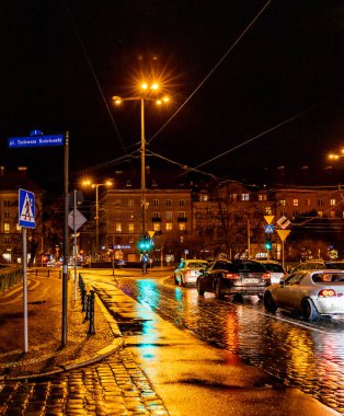 Wroclaw 10 Şubat 2020 Renkli Kosciuszki Meydanı