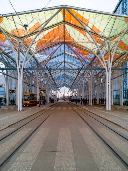 Lodz Polen Februari 2020 Lång Plattform Enhörning Stabil Tågstation — Stockfoto