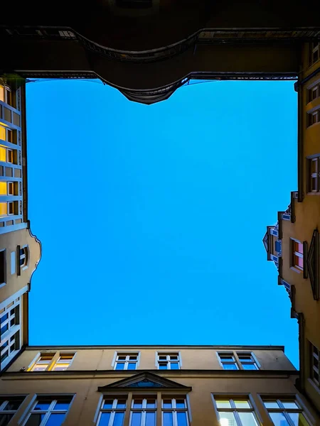 Wroclaw Poland March 2020 Upward View Corners Roofs Old Tenement — Stock Photo, Image