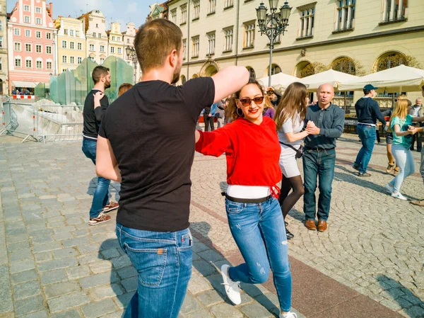 Wrocław Polska Marca 2019 Międzynarodowy Dzień Flashmob Rueda Casino Impreza — Zdjęcie stockowe