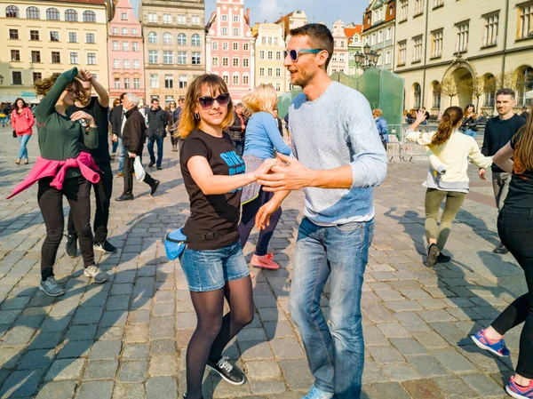 Breslau Polen März 2019 Internationaler Flashmob Tag Des Casinos Rueda — Stockfoto