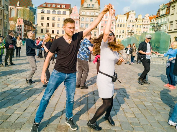 Wrocław Polska Marca 2019 Międzynarodowy Dzień Flashmob Rueda Casino Impreza — Zdjęcie stockowe