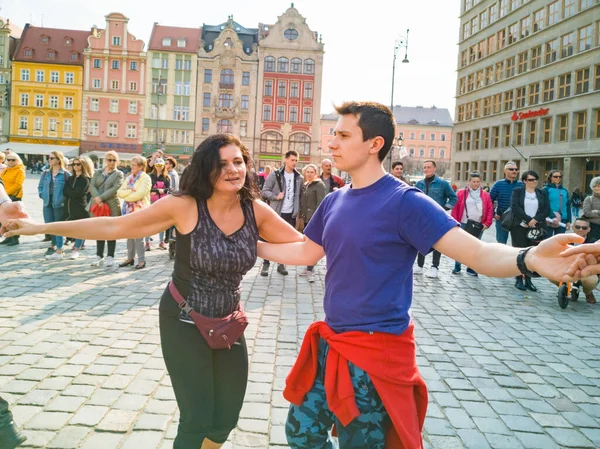 Wrocław Polska Marca 2019 Międzynarodowy Dzień Flashmob Rueda Casino Impreza — Zdjęcie stockowe