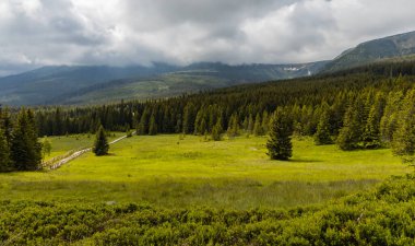 Sniezka patikasının yanındaki dev dağların panoraması.