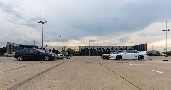 Wroclaw Polônia Julho 2020 Encontro Fãs Carros Antigos Estacionamento Shopping — Fotografia de Stock