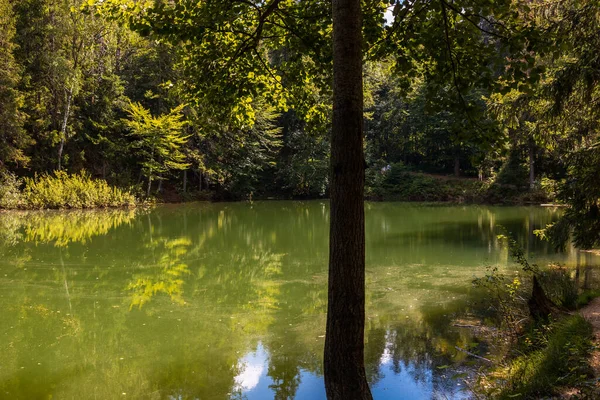 Beautiful Colorful Lakes Kolorowe Jeziorka Square Rudawy Janowickie Mountains — Stock Photo, Image