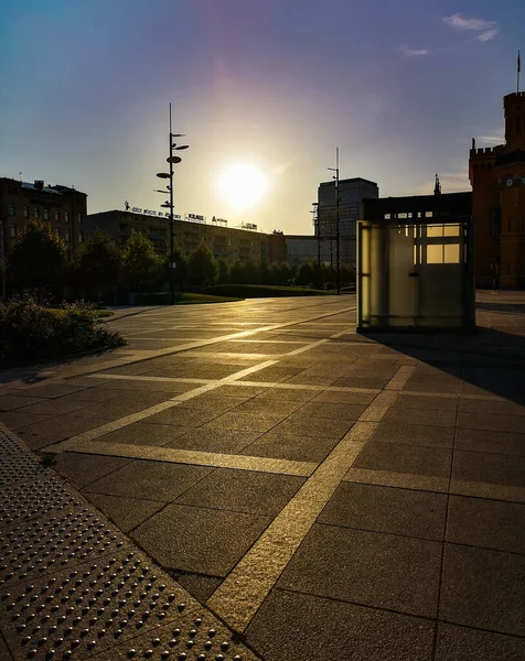 Breslavia Polonia Agosto 2020 Alba Mattutina Sulla Piazza Accanto Alla — Foto Stock