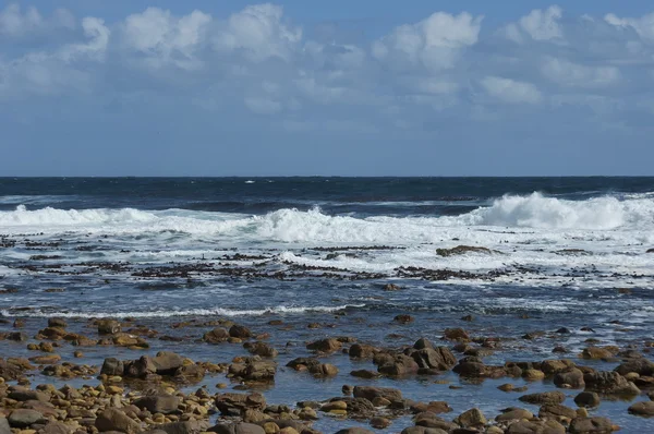 Atlanten kusten av Udd av bra hopp. Wave stänk av stenar. — Stockfoto