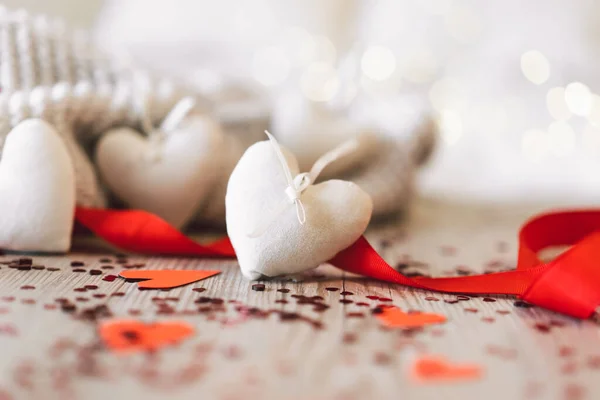 Valentijnsdag Achtergrond Met Witte Harten Het Concept Van Liefde Valentijnsdag — Stockfoto