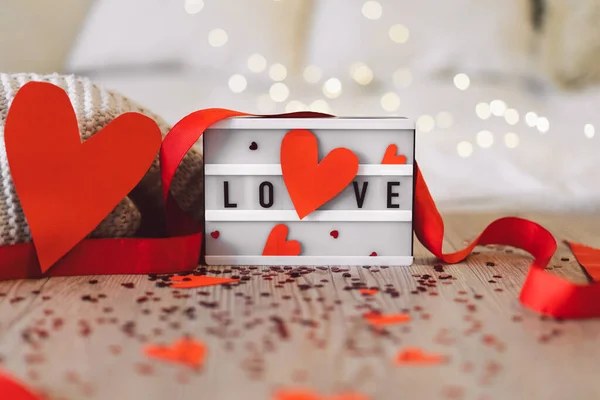 Valentijnskaart Met Tekst Liefde Het Concept Van Liefde Valentijnsdag — Stockfoto