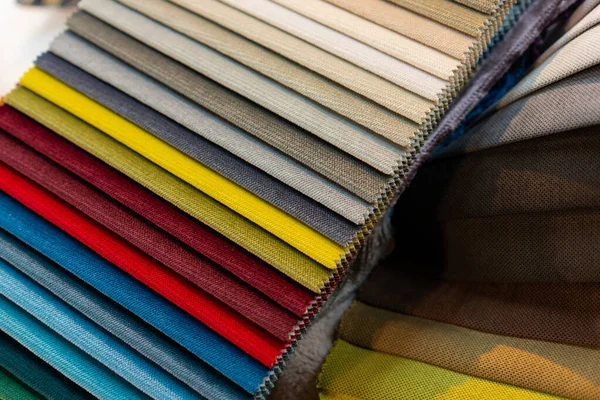 Catálogo Tejidos Catálogo Muestras Tela Multicolor Fondo Industria Textil — Foto de Stock