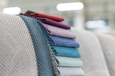 Renkli kumaş kataloğu kumaş dokusu arka plan, ipek kumaş dokusu, tekstil endüstrisi arka plan.