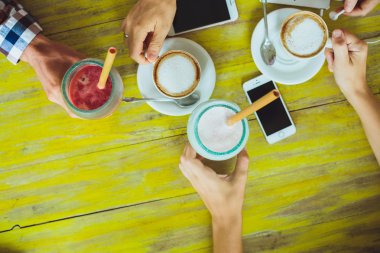 İş, kişi ve ekip çalışması kavramı - yaratıcı t Üstten Görünüm