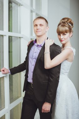 Gelin ve damat portresi. Stüdyo fotoğrafçılığı