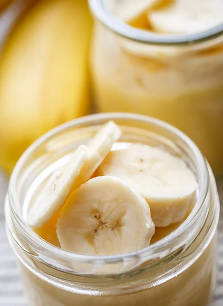 Pudim de banana para o café da manhã — Fotografia de Stock