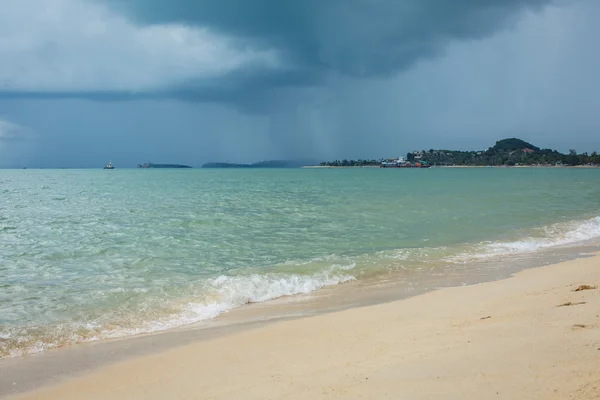 雨の中、海の前に — ストック写真