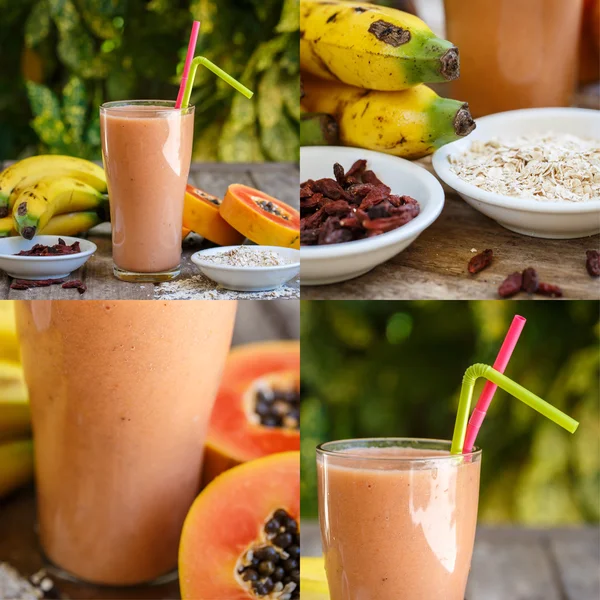 Papaya smoothie, collage — Stockfoto
