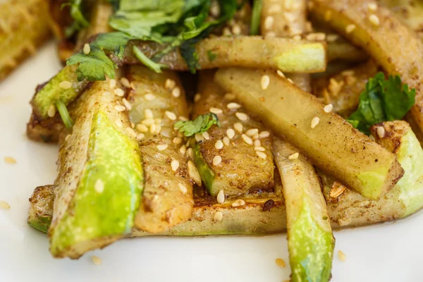 Fried cucumber with sesame seeds — Stock Photo, Image