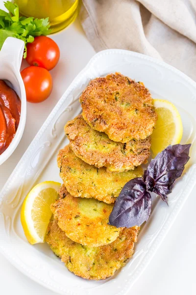 Vegetarian burgers with sauce and vegetable, selective focus — Stock Photo, Image