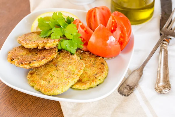 Vegetarian burgers with sauce and vegetable, selective focus — Stock Photo, Image