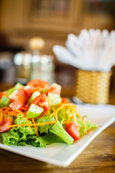 Frischer Salat mit Tomaten und Gurken — Stockfoto